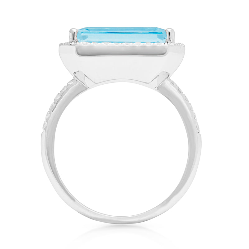 14KT White Gold Aquamarine Diamond Ring