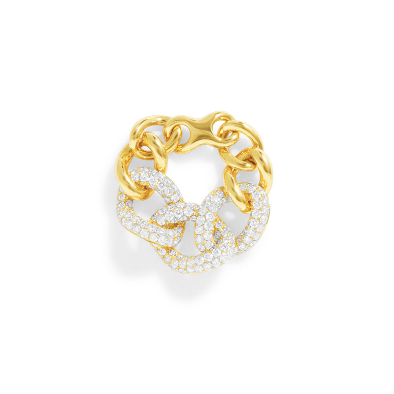 14KT Yellow Gold Diamond Luxe Chain Link Ring