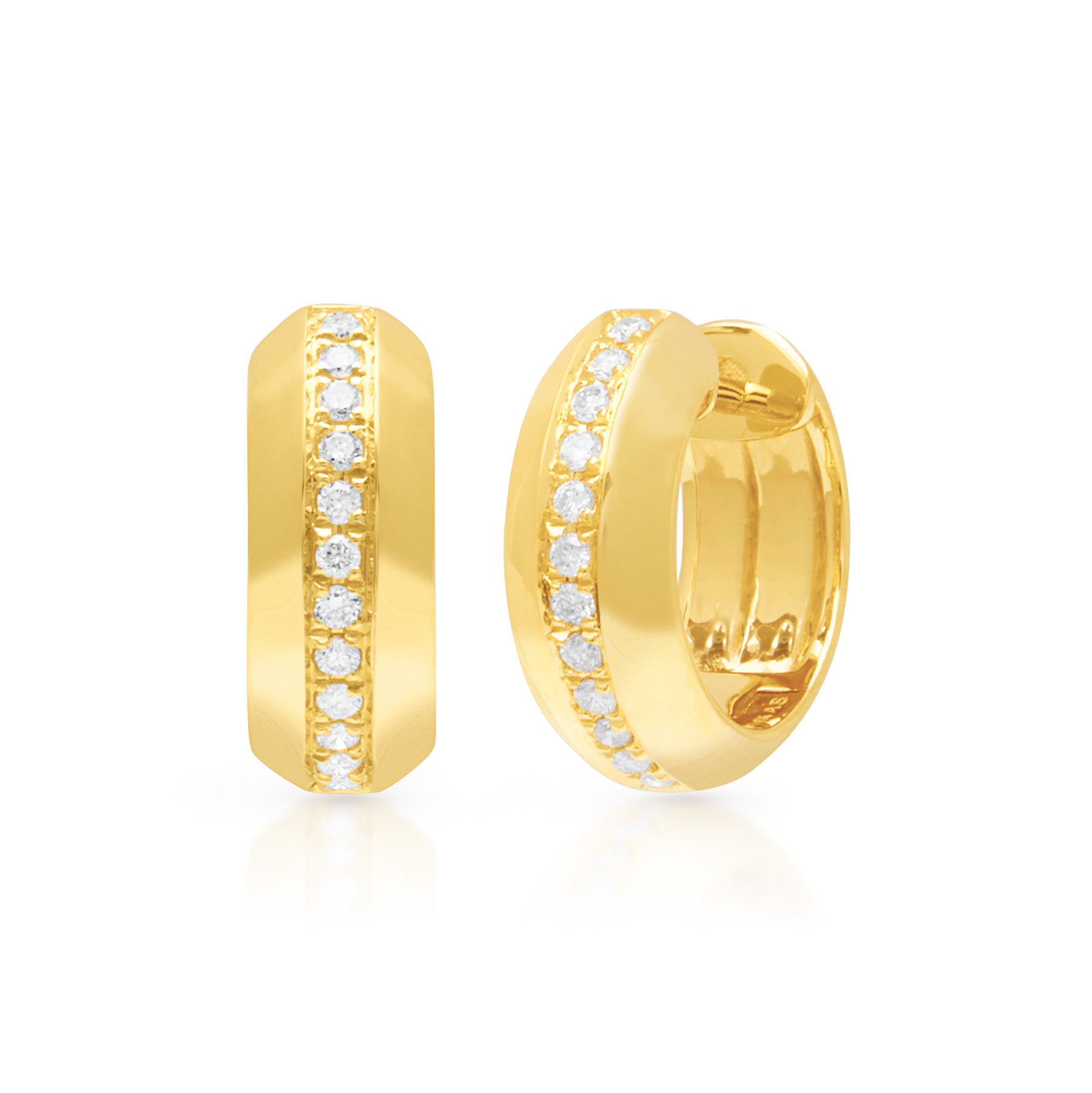 14KT Yellow Gold Diamond Huggie Earrings – Anne Sisteron