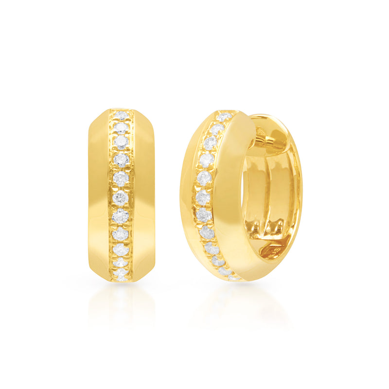 14KT Yellow Gold Diamond Huggie Earrings