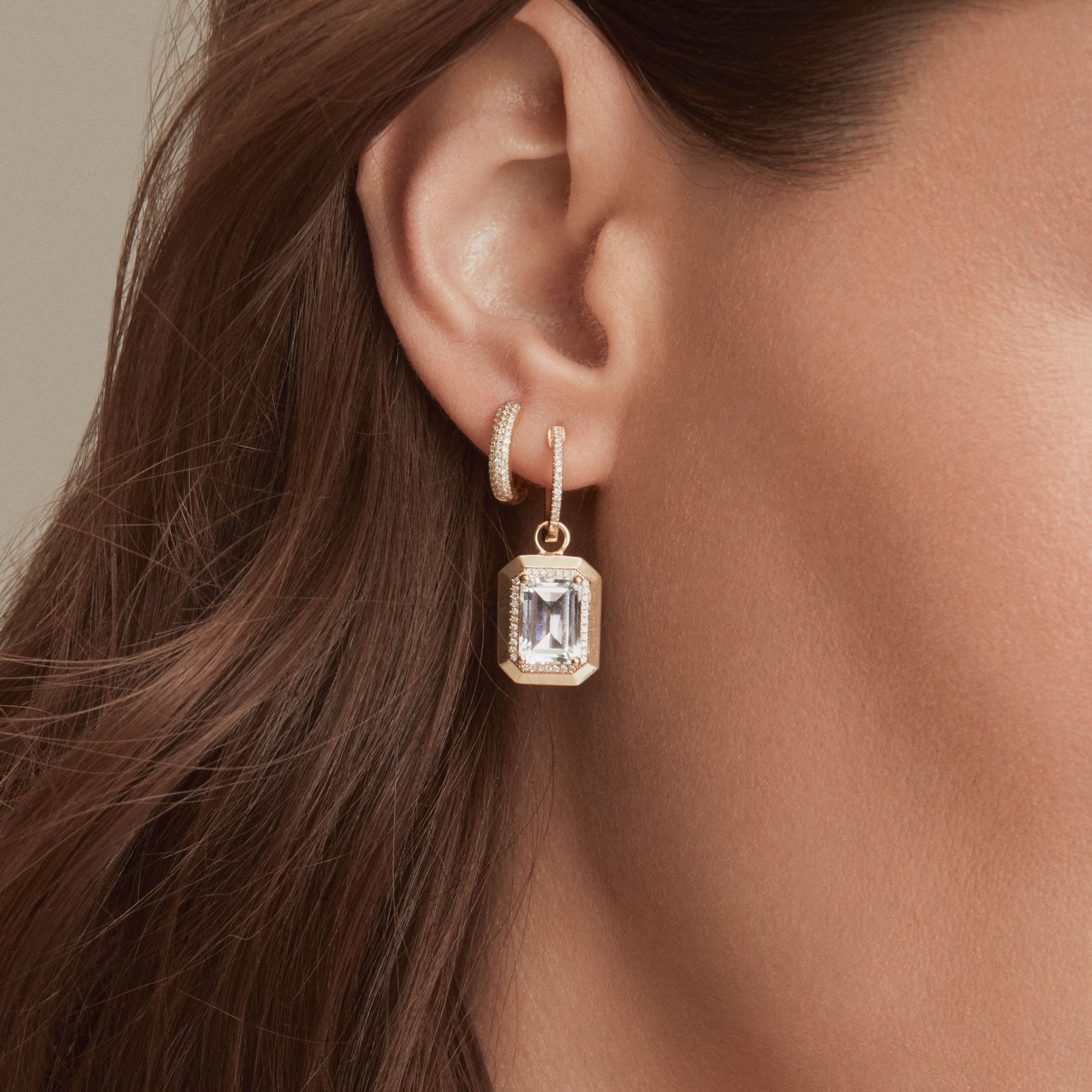 18KT Rose Gold Diamond Brooklyn Huggie Earrings