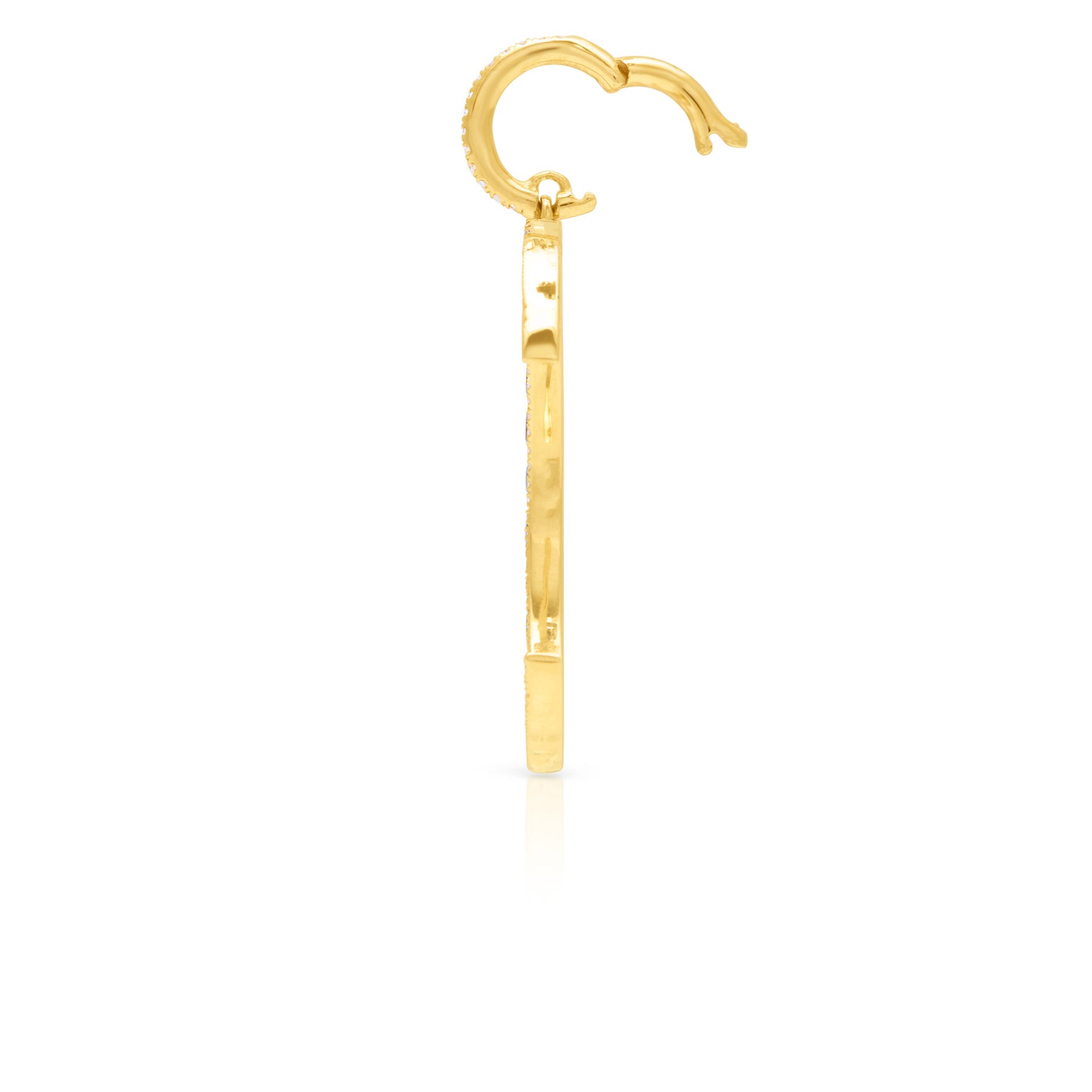 14KT Yellow Gold Champagne Diamond Lunar Charm Pendant with Diamond Clip on Bail