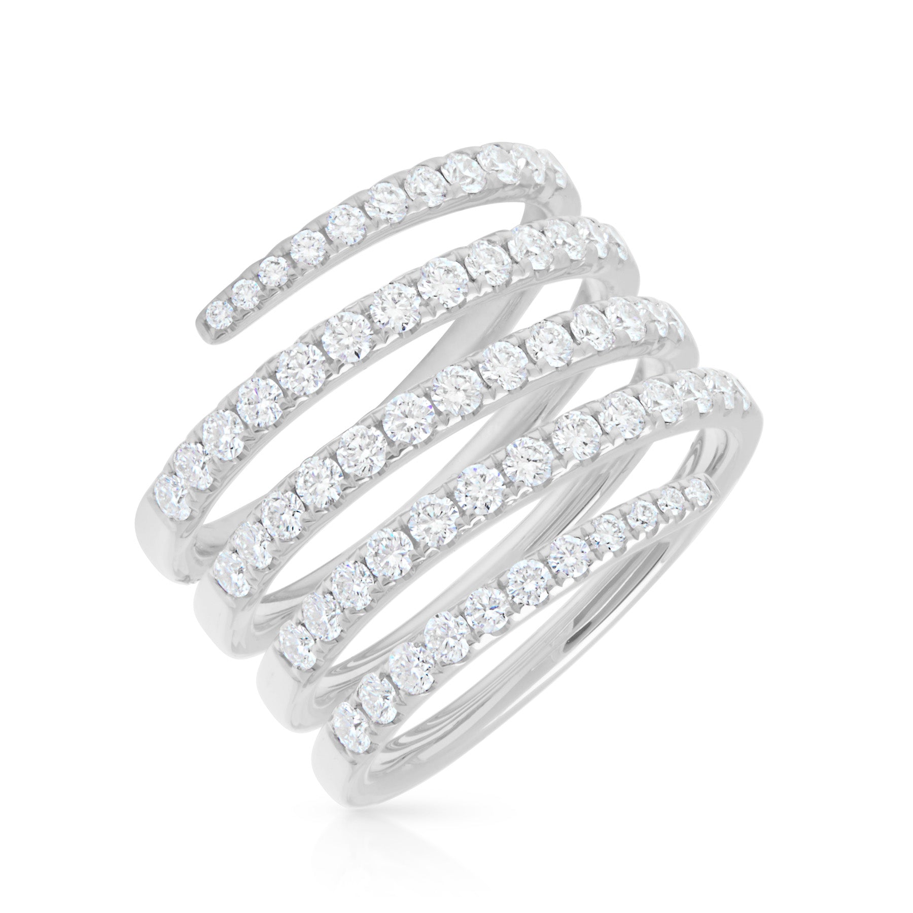 14KT White Gold Diamond Spiral Ring