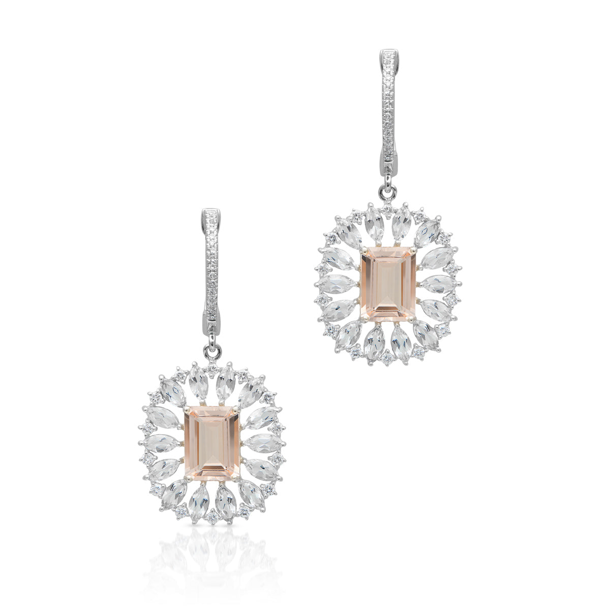 14KT White Gold Morganite Topaz Diamond Giselle Earrings