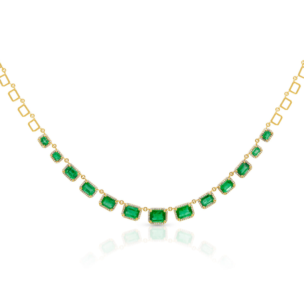 14KT Yellow Gold Emerald Diamond Imelda Necklace