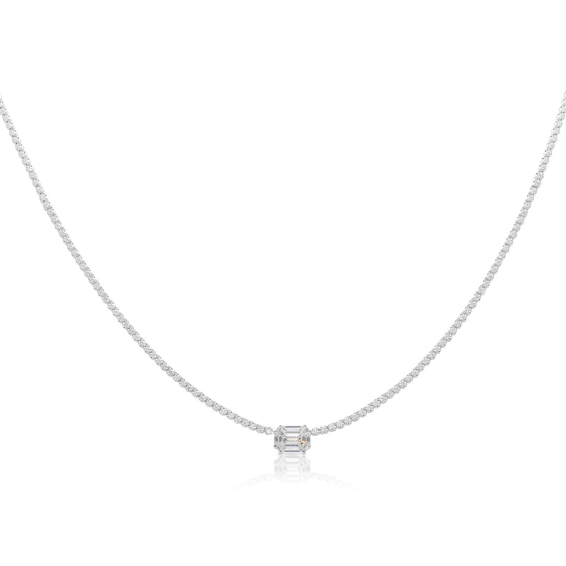 18KT White Gold Diamond Illusion Necklace