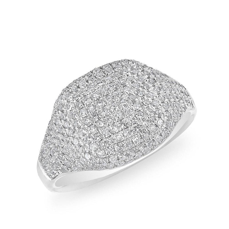 14KT White Gold Diamond Cushion Pinkie Ring