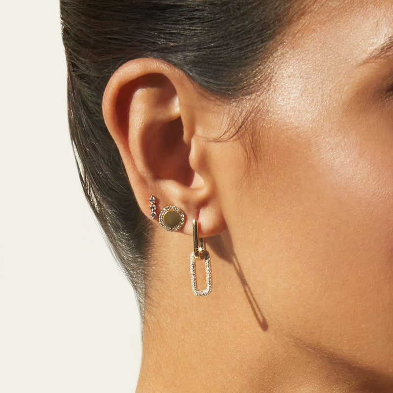 14KT Rose Gold Diamond Double Link Bianca Earrings