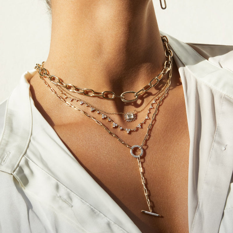 14KT Rose Gold Topaz Baguette Diamond Audelia Necklace-Anne Sisteron