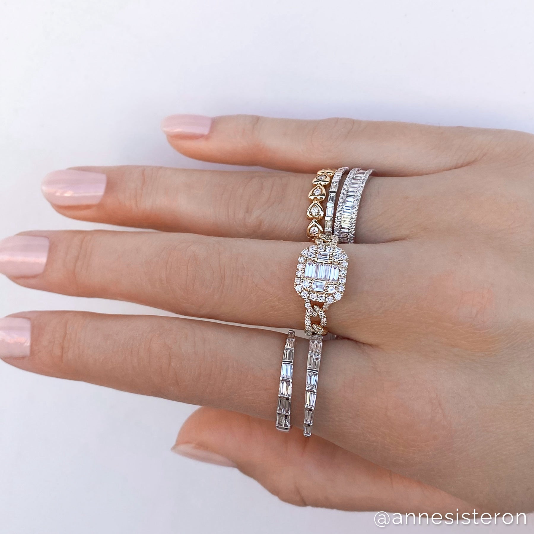 14KT White Gold Half Baguette Diamond Eternity Ring