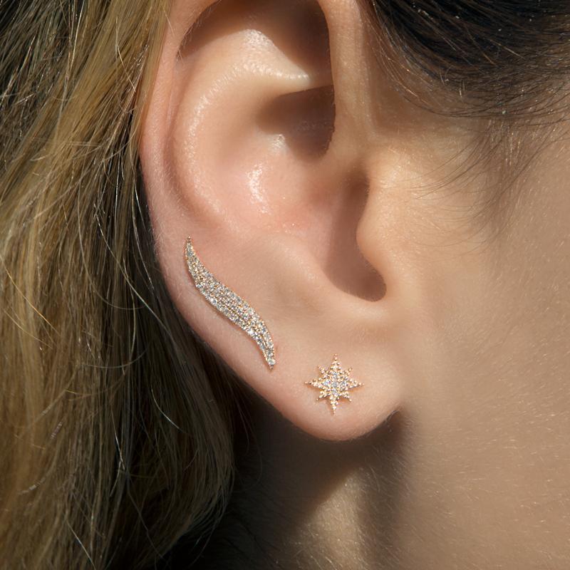 14KT White Gold Diamond North Star Stud Earrings