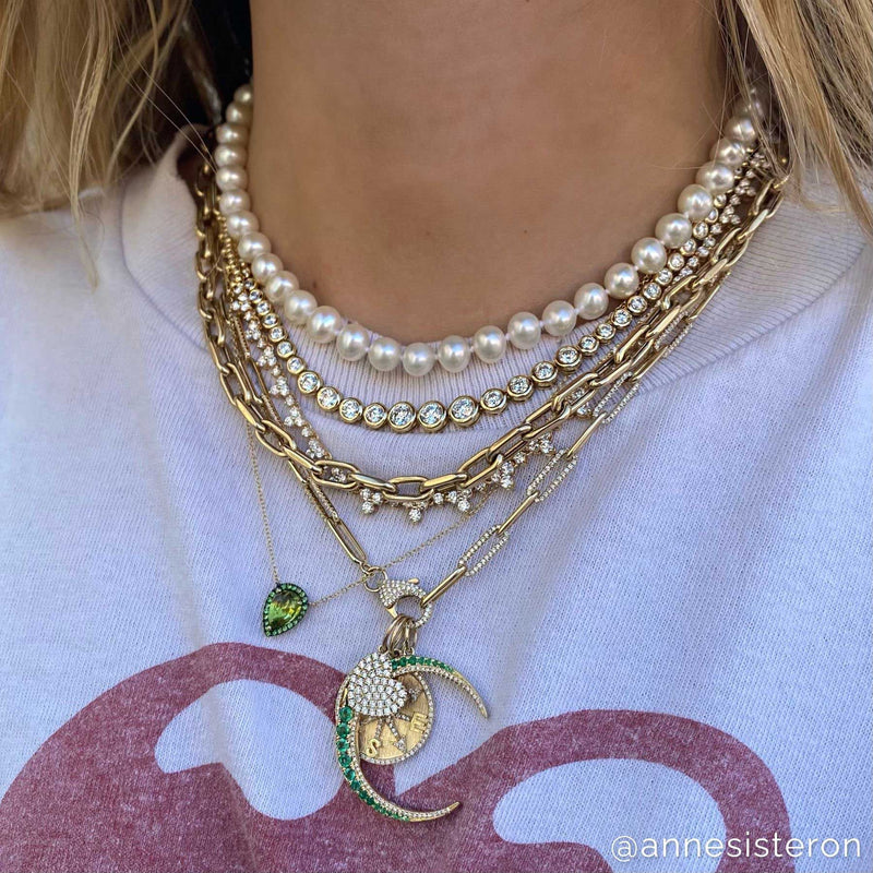 14KT Yellow Gold Bezel Diamond Luxe Carly Choker Necklace