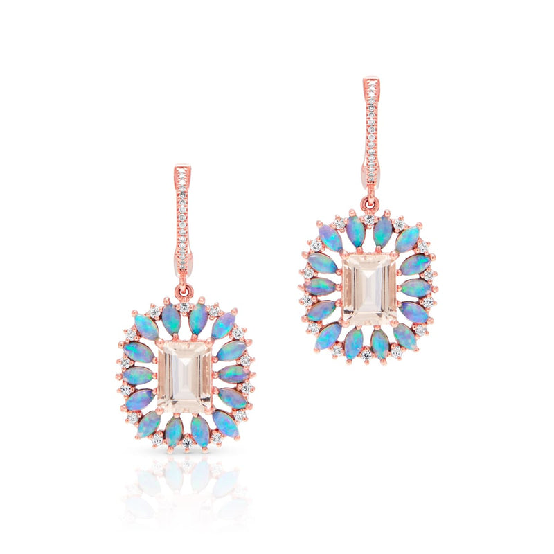 14KT Rose Gold Morganite Opal Diamond Giselle Earrings