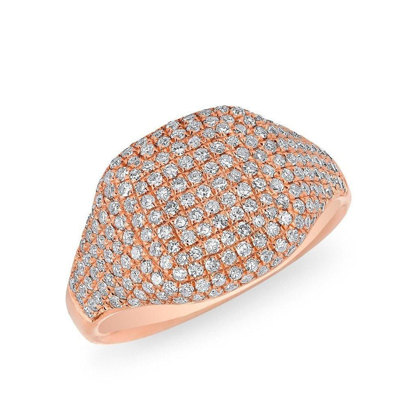14KT Rose Gold Diamond Cushion Pinkie Ring