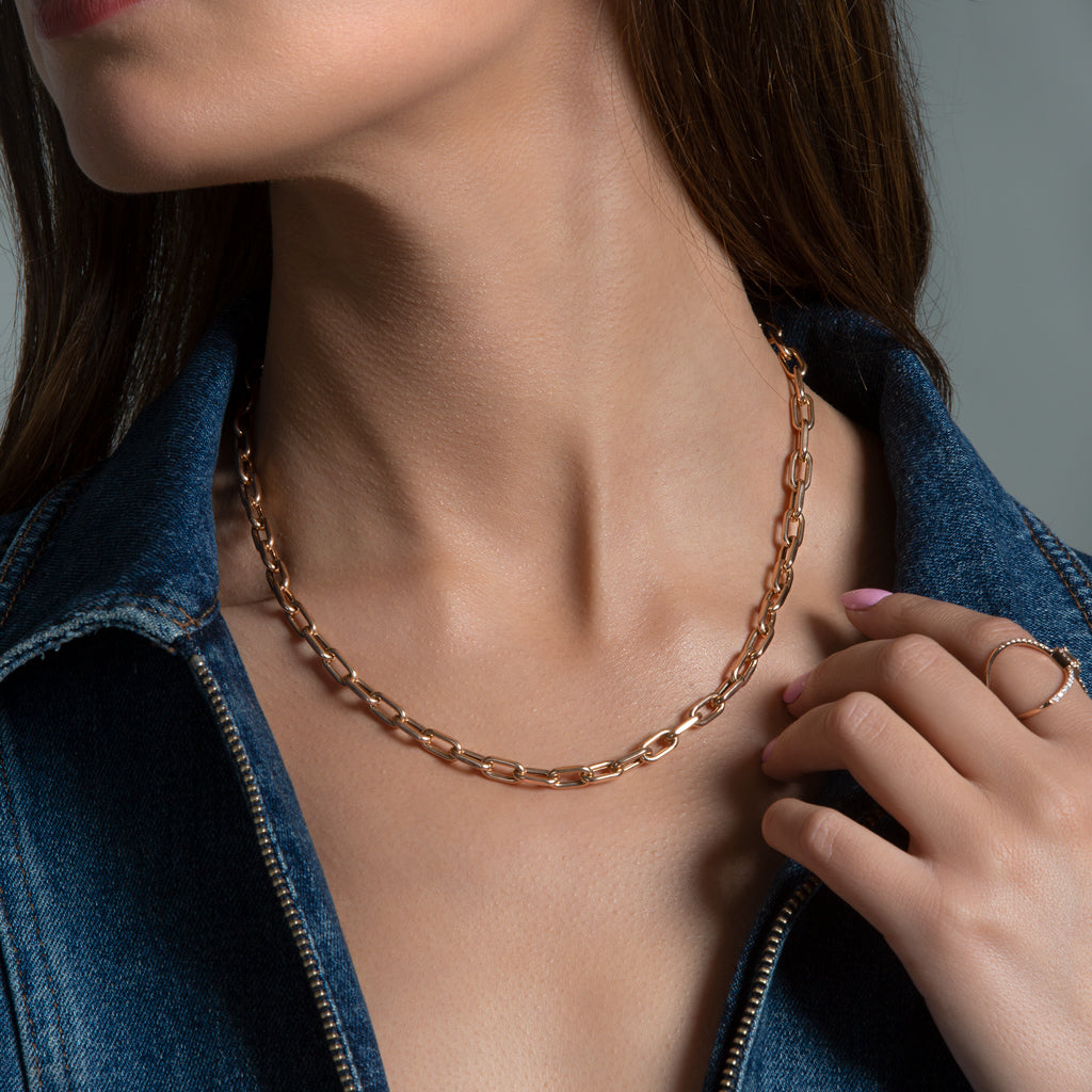 14KT Rose Gold 18" Chain Link Lillian Necklace