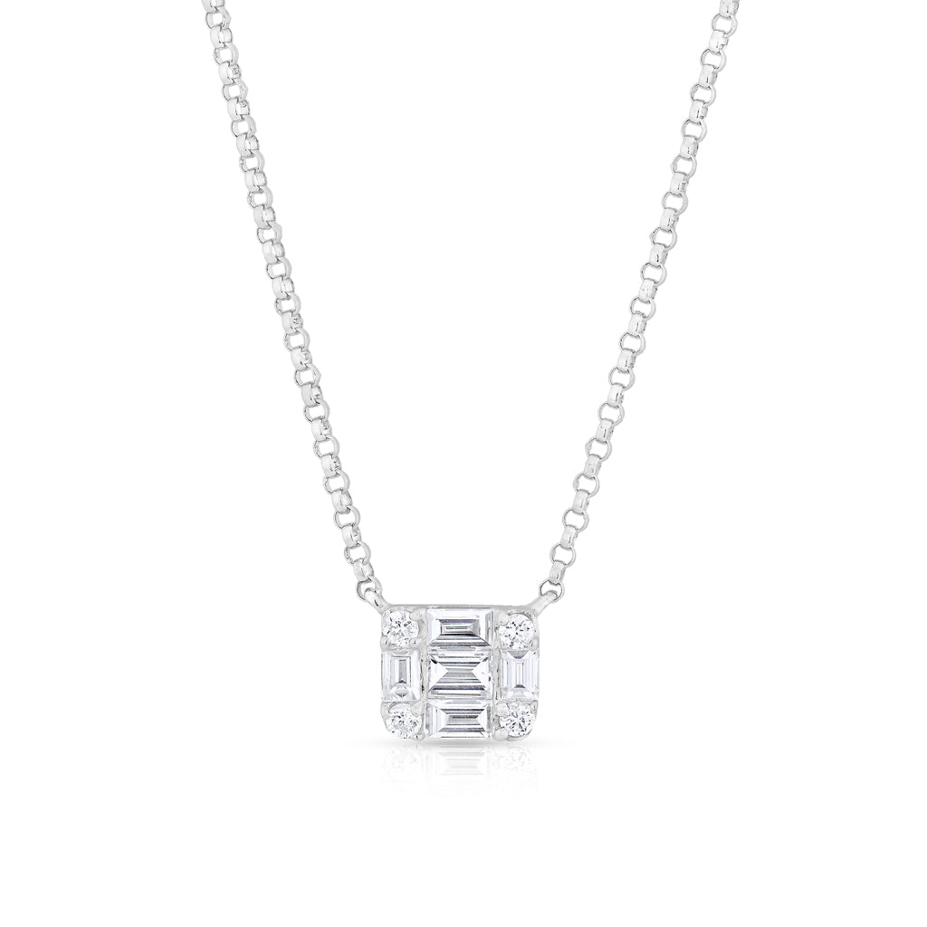 14KT White Gold Baguette Diamond Haiden Necklace