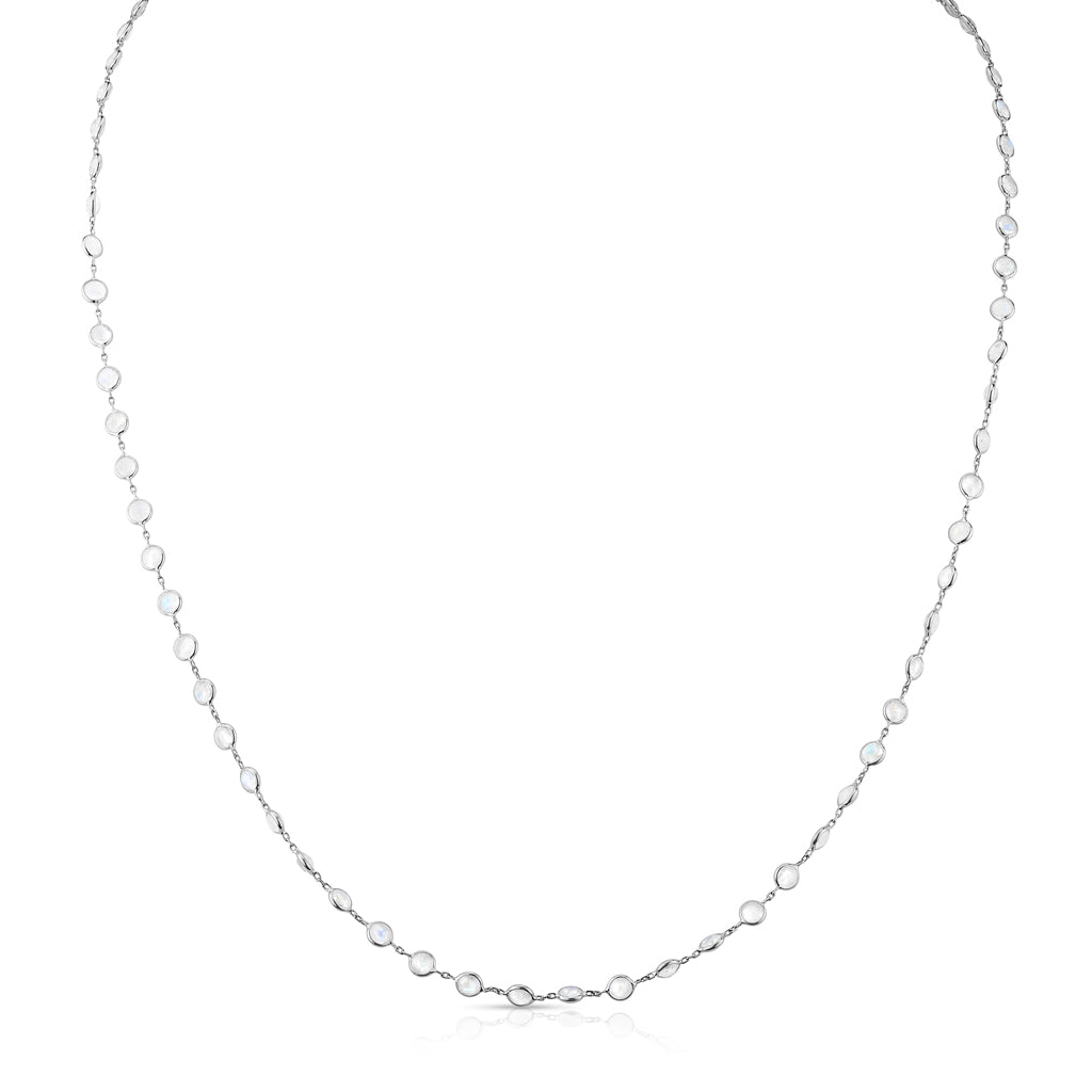 14KT White Gold Moonstone 36" Necklace