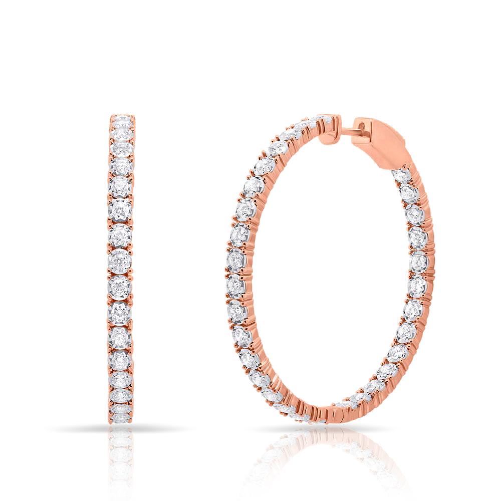 14KT Rose Gold Diamond Medium Bella Hoop Earrings