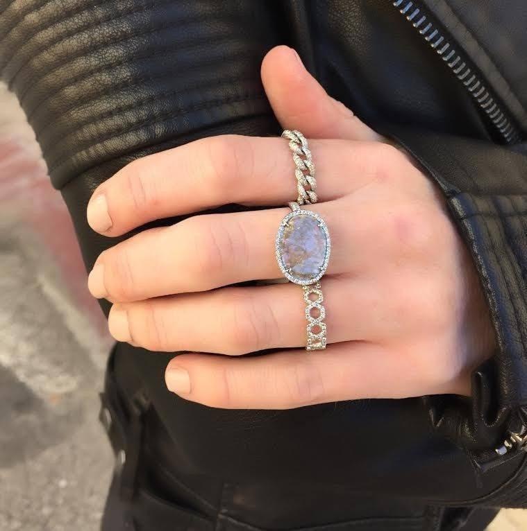 14KT White Gold Diamond Mini Lattice Ring-Anne Sisteron