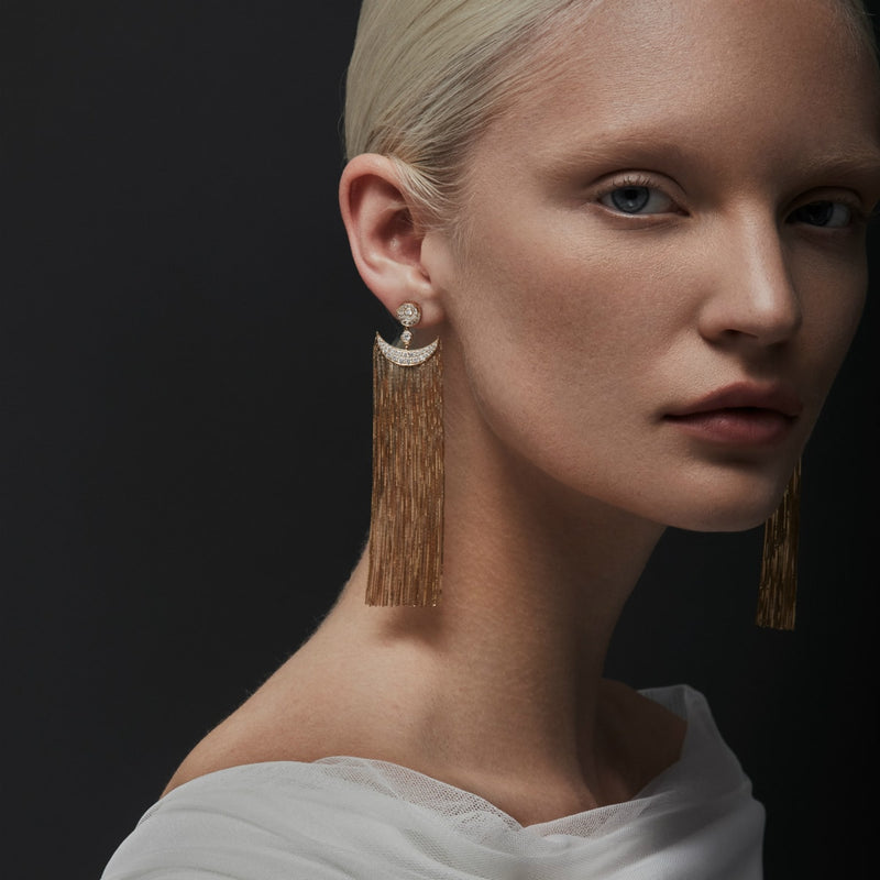 14KT Yellow Gold Diamond Arabella Drop Earrings-Anne Sisteron