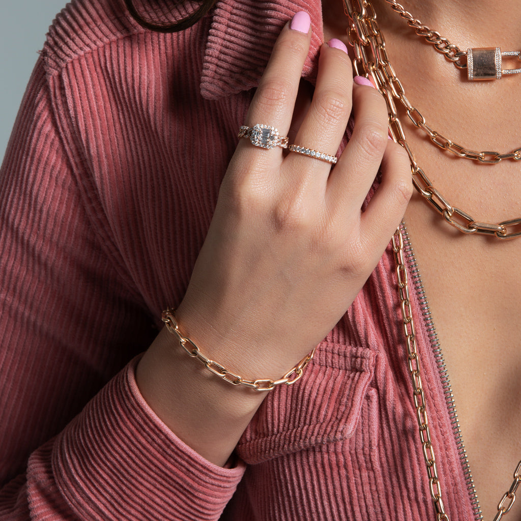 14KT Rose Gold Chain Link Lillian Bracelet-Anne Sisteron