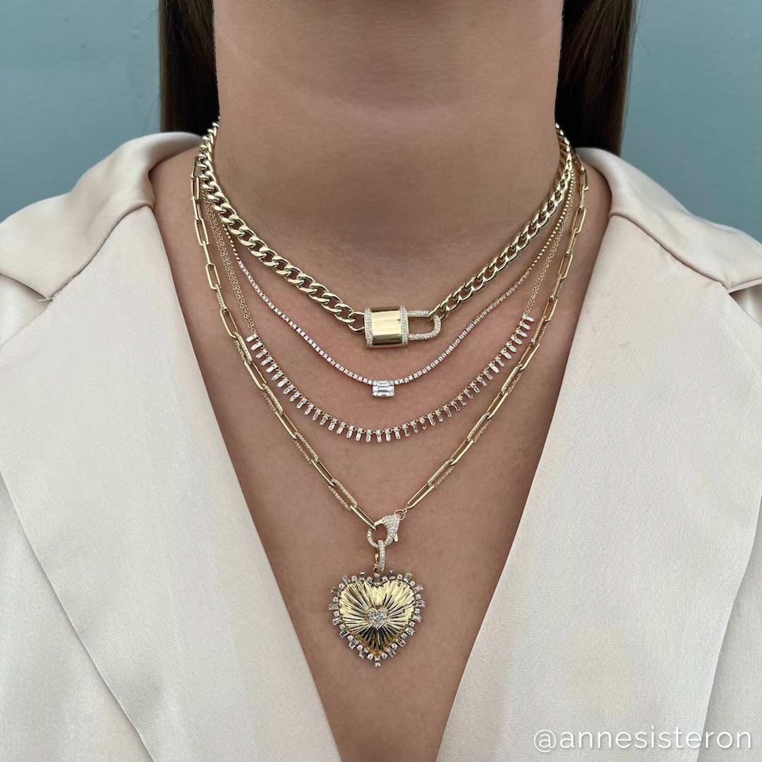 14KT Yellow Gold Baguette Diamond Queen Necklace