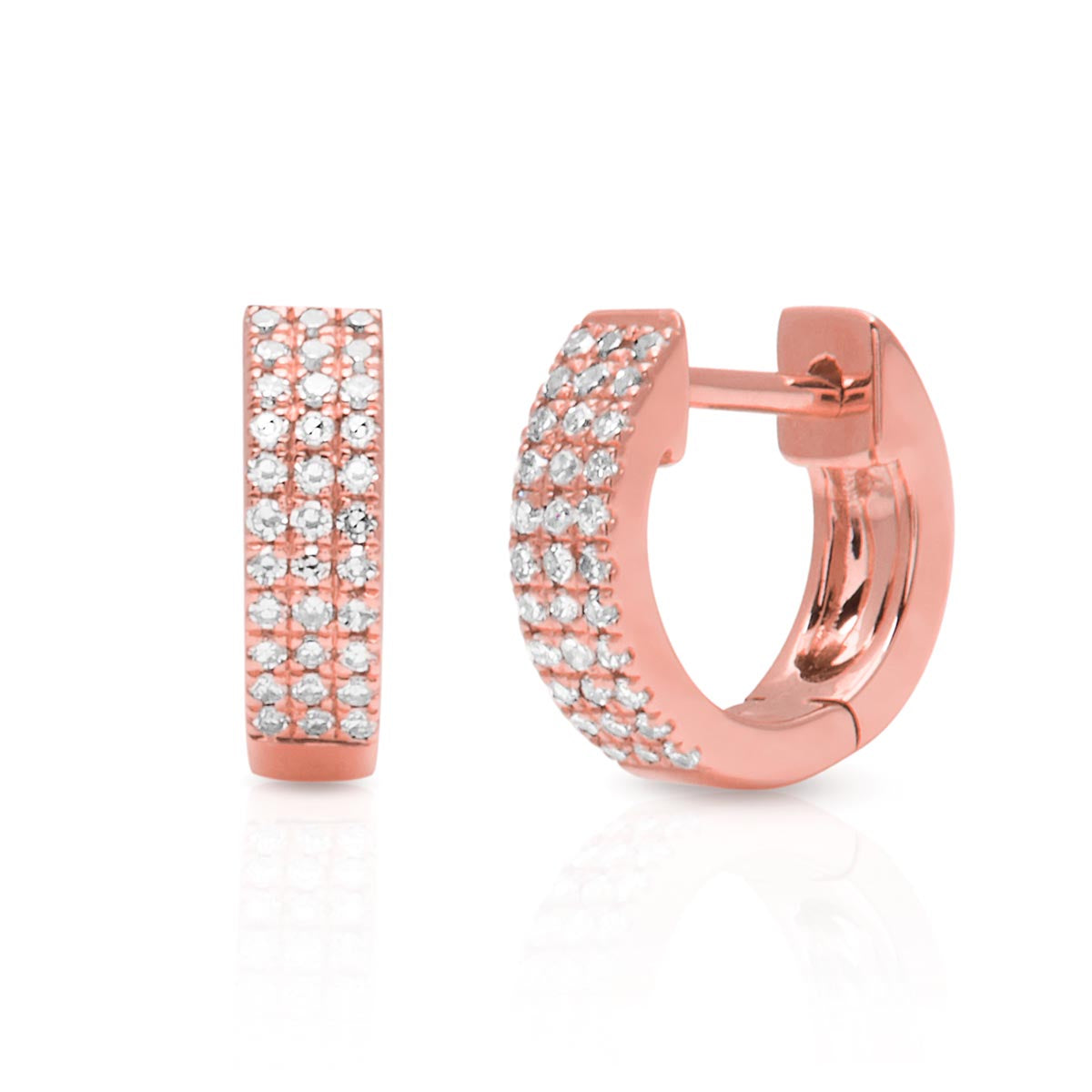 14KT Rose Gold Diamond Chloe Huggie Earrings
