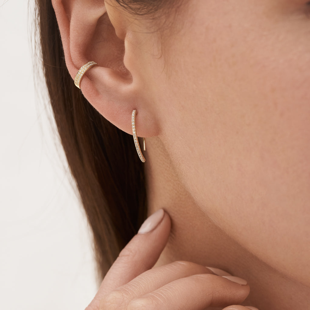 14KT Rose Gold Diamond Lash Wishbone Earrings-Anne Sisteron