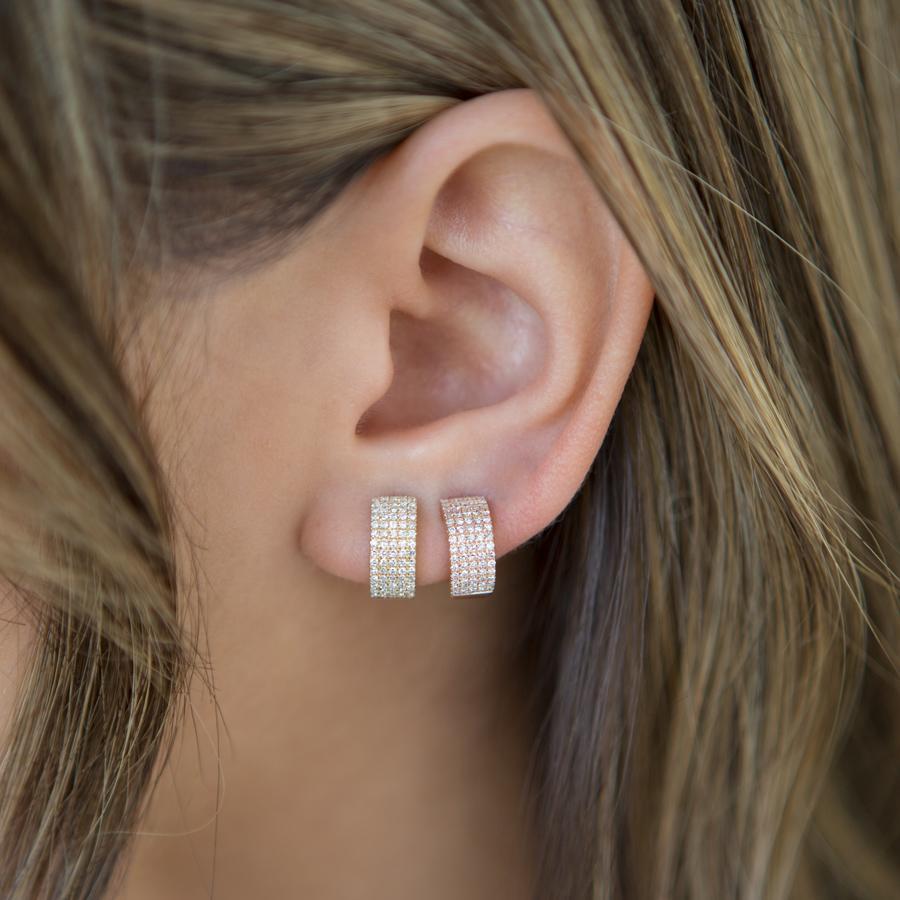 14KT Rose Gold Diamond Pave Kiara Huggie Earrings