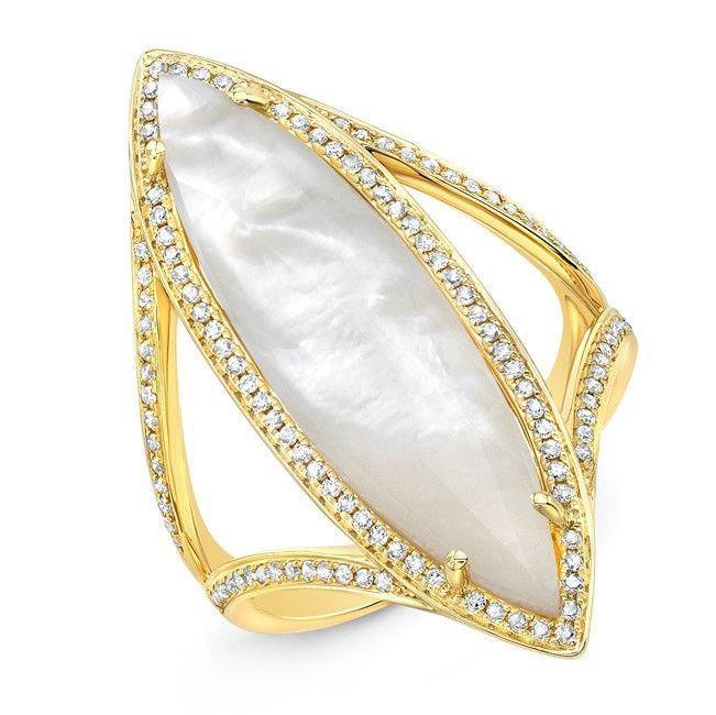 14KT Yellow Gold Mother of Pearl Diamond Celeste Ring
