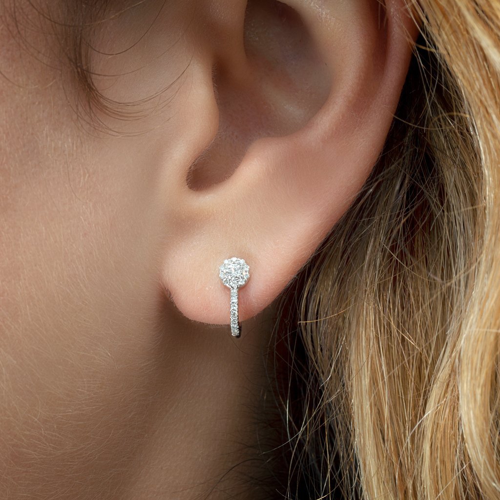 14KT White Gold Diamond Henrietta Earrings-Anne Sisteron