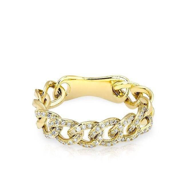 14KT Yellow Gold Diamond Chain Link Light Ring