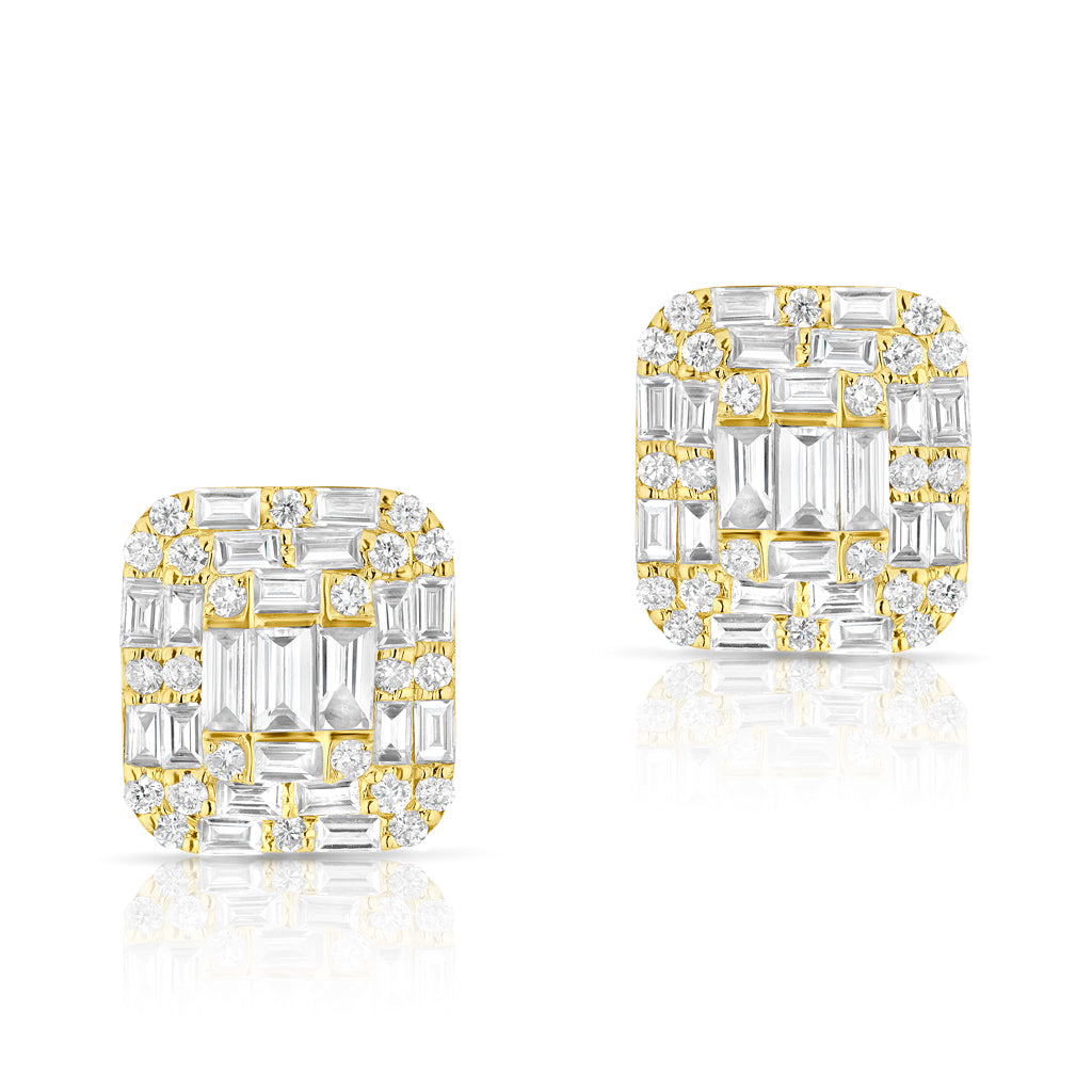 14KT Yellow Gold Baguette Diamond Nina Earrings