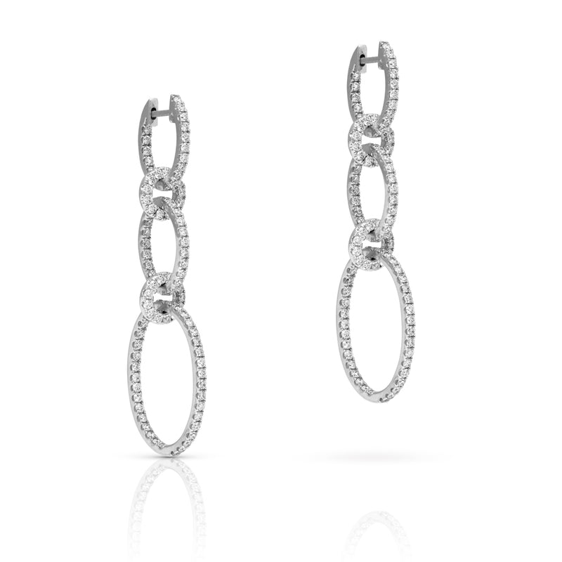 14KT White Gold Diamond Chain Link Earrings