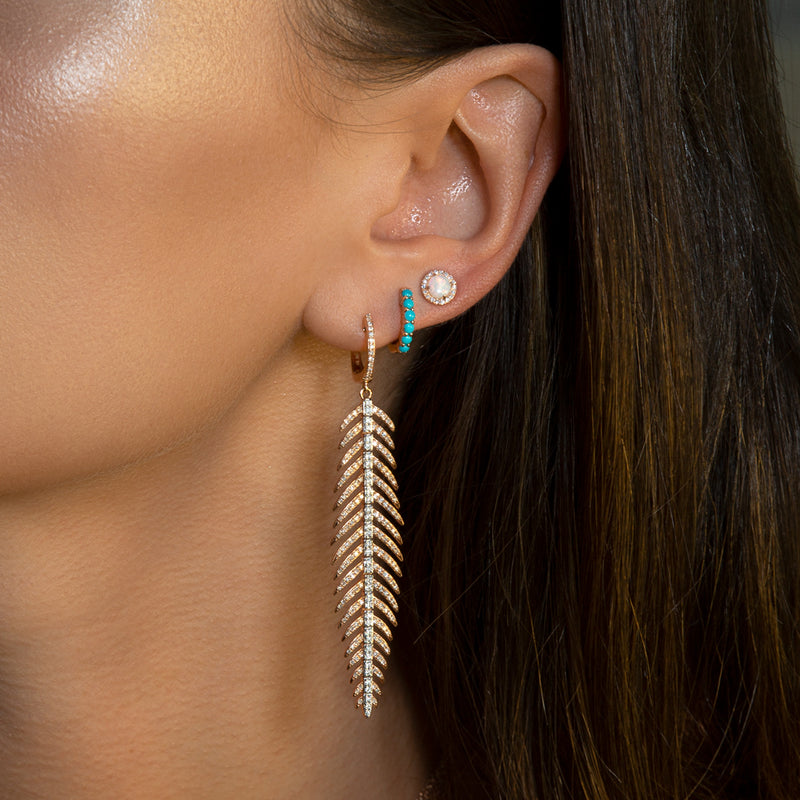 14KT Rose Gold Mini Round Opal Diamond Stud Earrings-Anne Sisteron