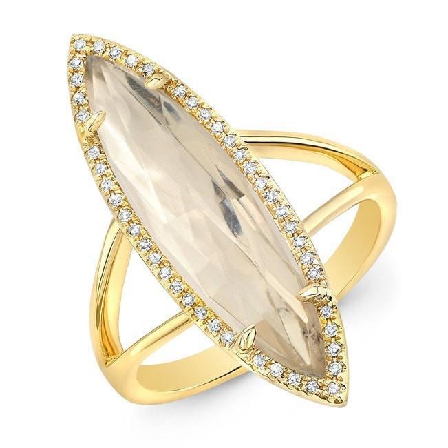 14KT Yellow Gold Diamond Topaz Small Serena Ring