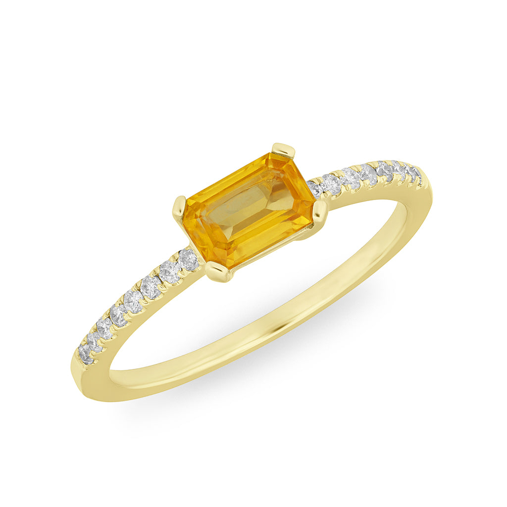 14KT Yellow Gold Orange Sapphire Diamond Madeline Ring