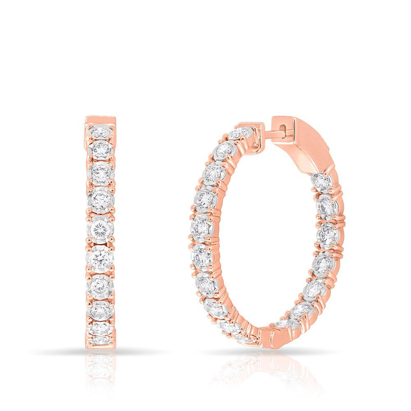 14KT Rose Gold Diamond Small Bella Hoop Earrings