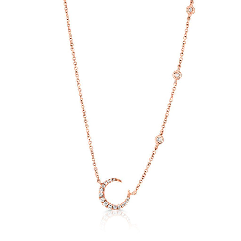 14KT Rose Gold Diamond Mini Lunar Necklace