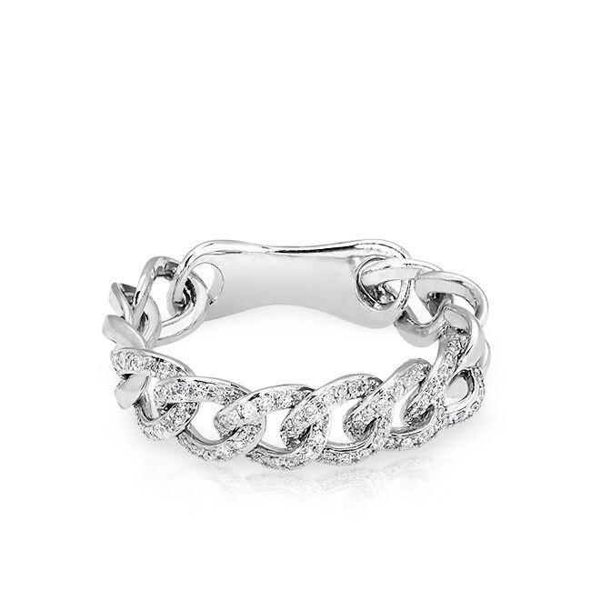 14KT White Gold Diamond Chain Link Light Ring