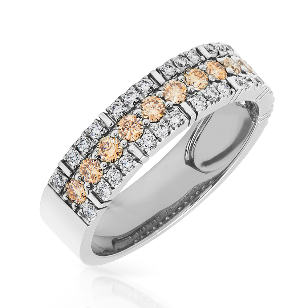 14KT White Gold Champagne Diamond Adrian Band Ring