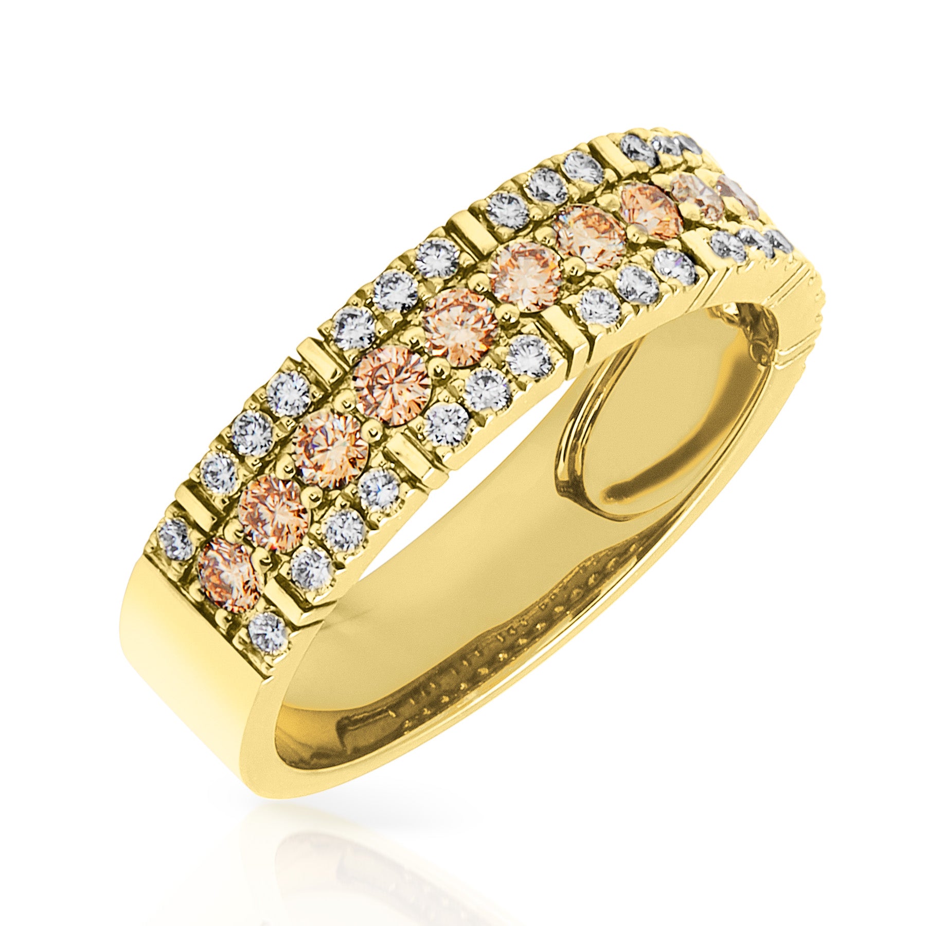 14KT Yellow Gold Champagne Diamond Adrian Band Ring