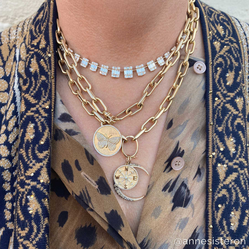 Model wearing 14KT Yellow Gold 18" Chain Link Luxe Lillian Necklace