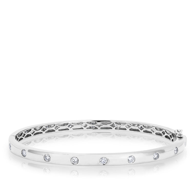 14KT White Gold Sparkle Full Diamond Bangle Bracelet