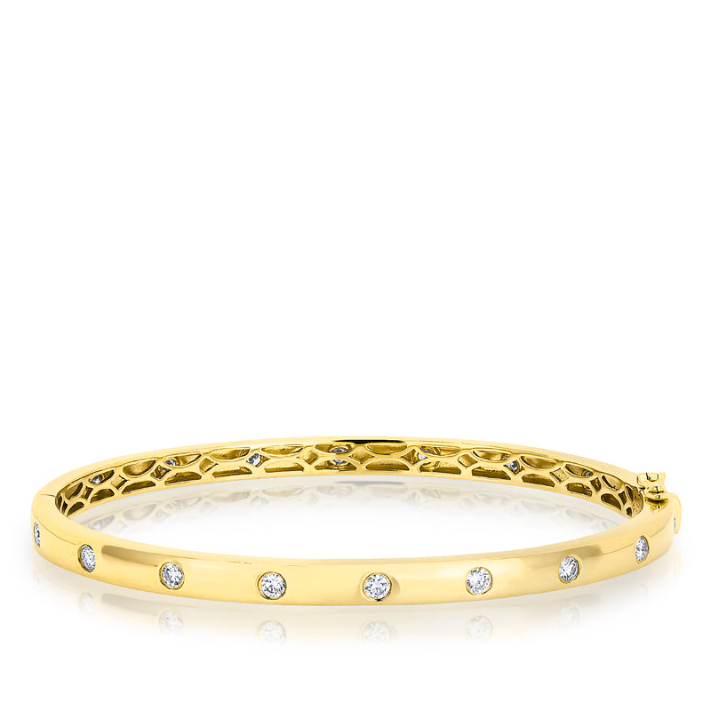 14KT Yellow Gold Sparkle Full Diamond Bangle Bracelet