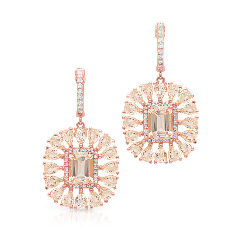 14KT Rose Gold Morganite Diamond Amabel Earrings