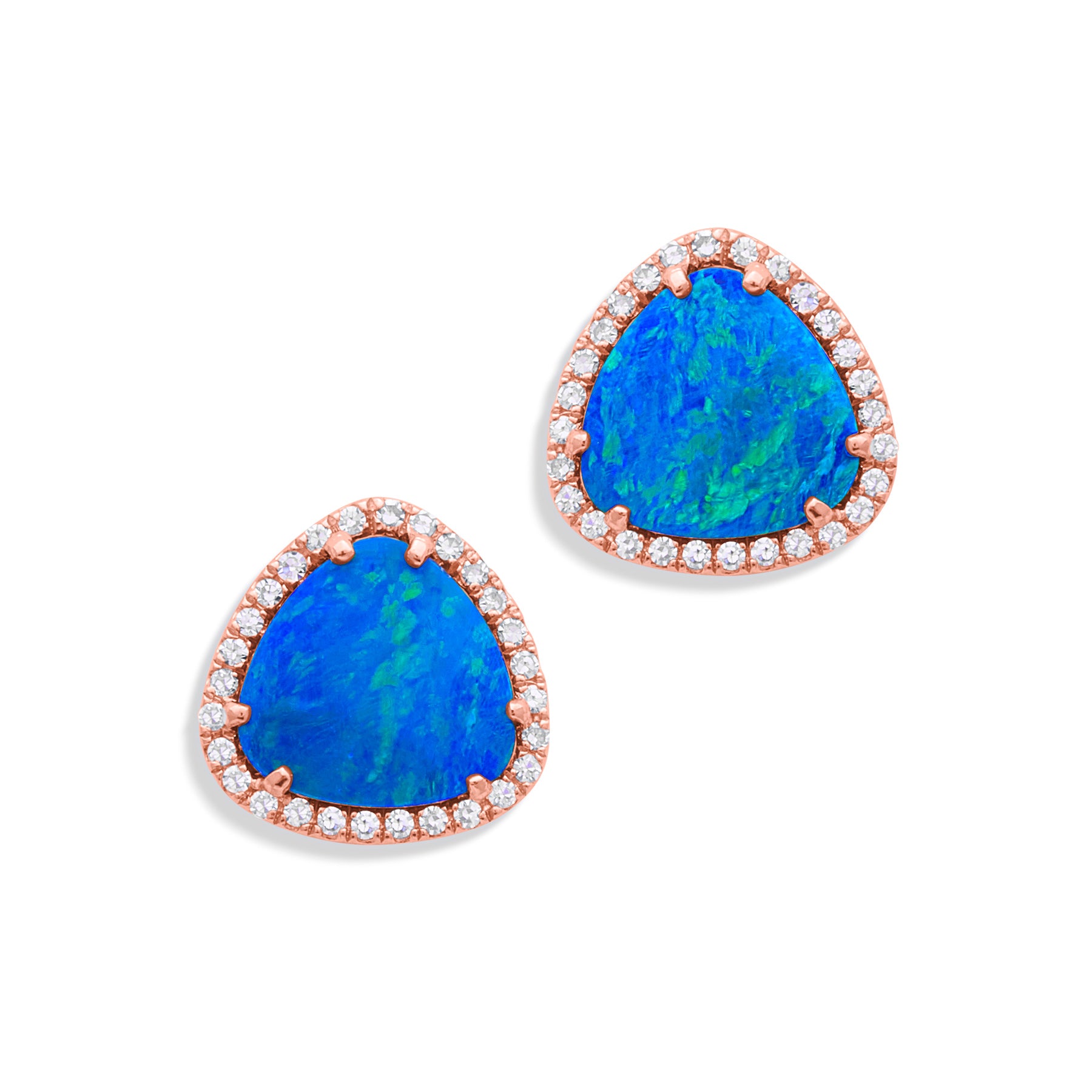 14KT Rose Gold Opal Diamond Heavenly Stud Earrings
