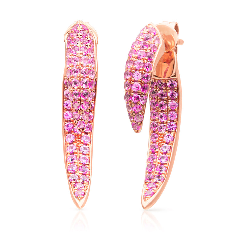 14KT Rose Gold Pink Sapphire Sabre Earrings