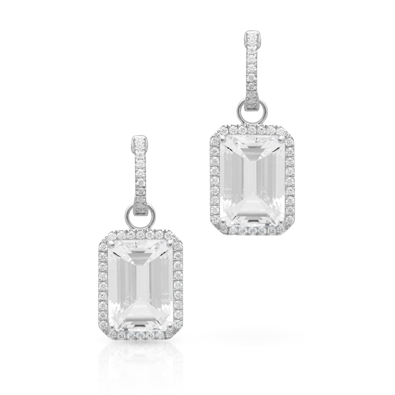 18KT White Gold Diamond Topaz Luxe Maelle Earrings