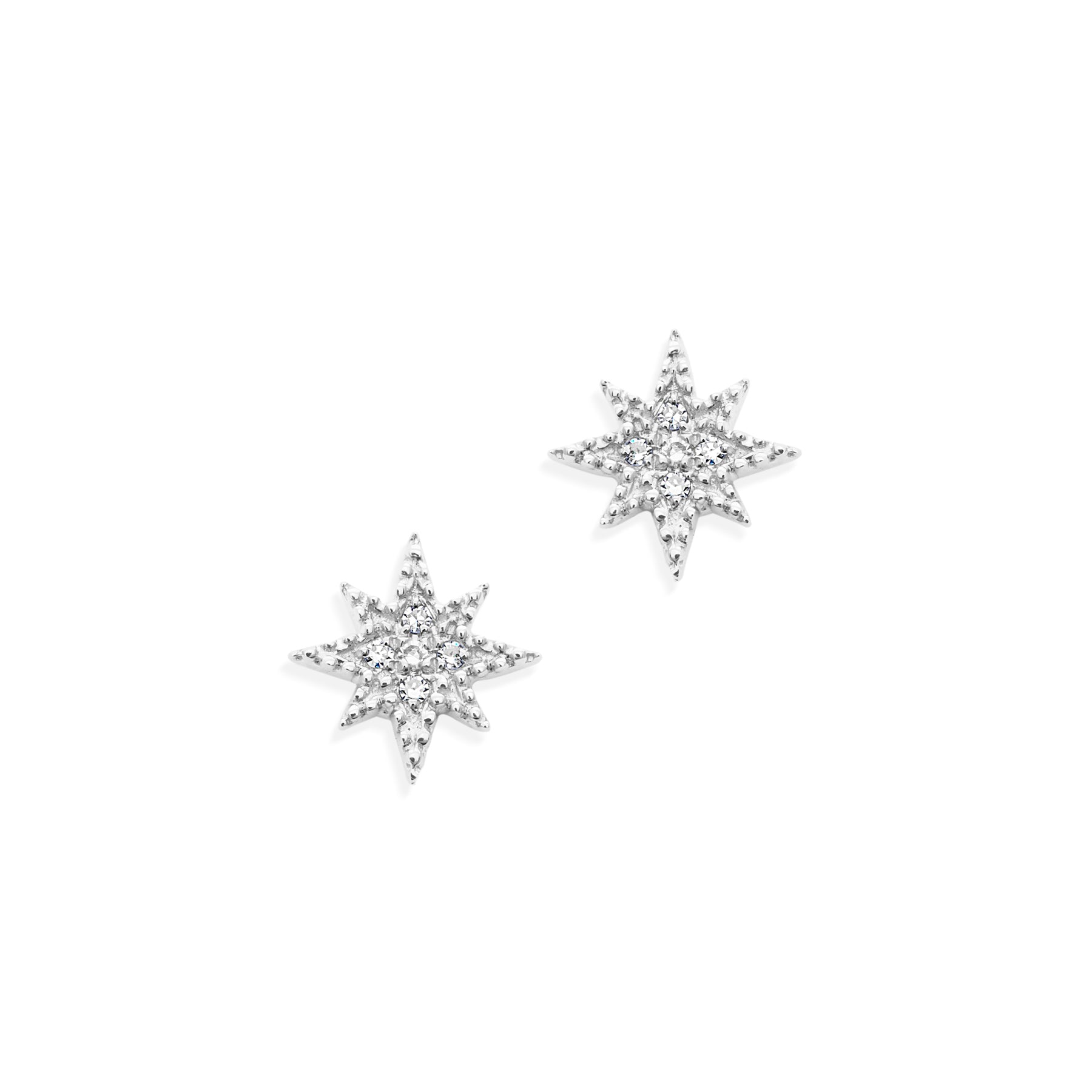 14KT White Gold Diamond North Star Stud Earrings – Anne Sisteron